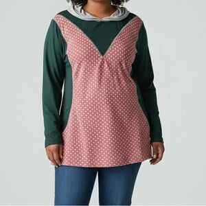 Storyteller Size 1X  Polka Dot Hooded Top